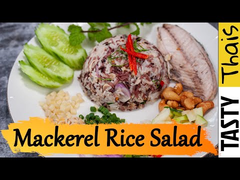 Easy Thai Rice Salad / Mackerel Salad Recipe - Khao Yum Pla Tu