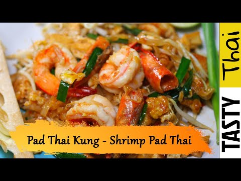 Authentic Shrimp Pad Thai - Thai Street Food Noodles with Shrimp