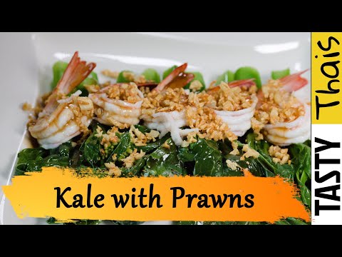 Pak Kana Nahm Man Hoi Sai Koong - Chinese Kale with Shrimp in Oyster Sauce