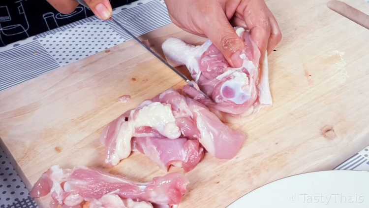 Preparing the Chicken for Noodle Curry