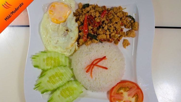 Photo of pad grapao gai with fried egg