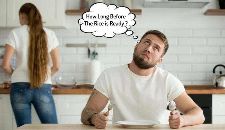 Photo of a guy waiting for his sticky rice to be cooked