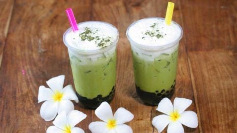 How to Make Iced Green Tea Latte with Added Matcha Powder photo of matcha green tea