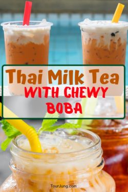 Thai Milk Tea (Cha Yen) & Thai Milk Tea with Boba