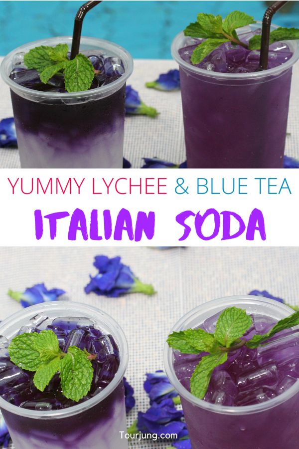 Lychee & Blue Tea Italian Soda Mocktail Recipe