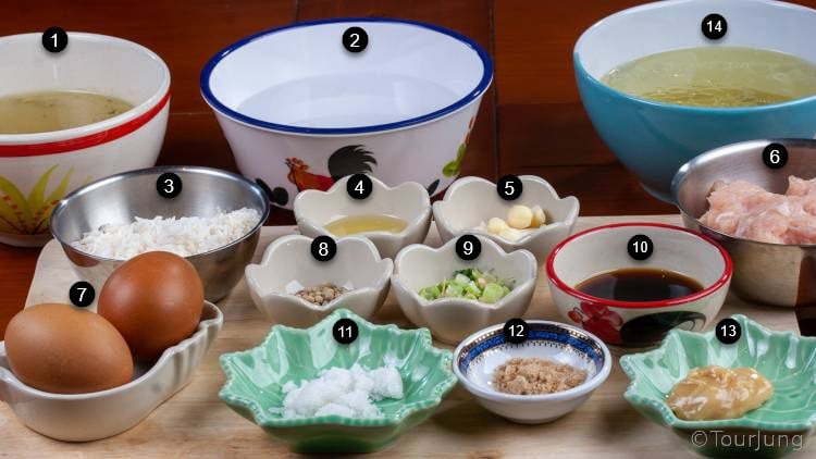 Thai Chicken & Rice Soup - A Super Khao Tom Chicken Congee Recipe You'll Love photo of ingredients for khao tom gai