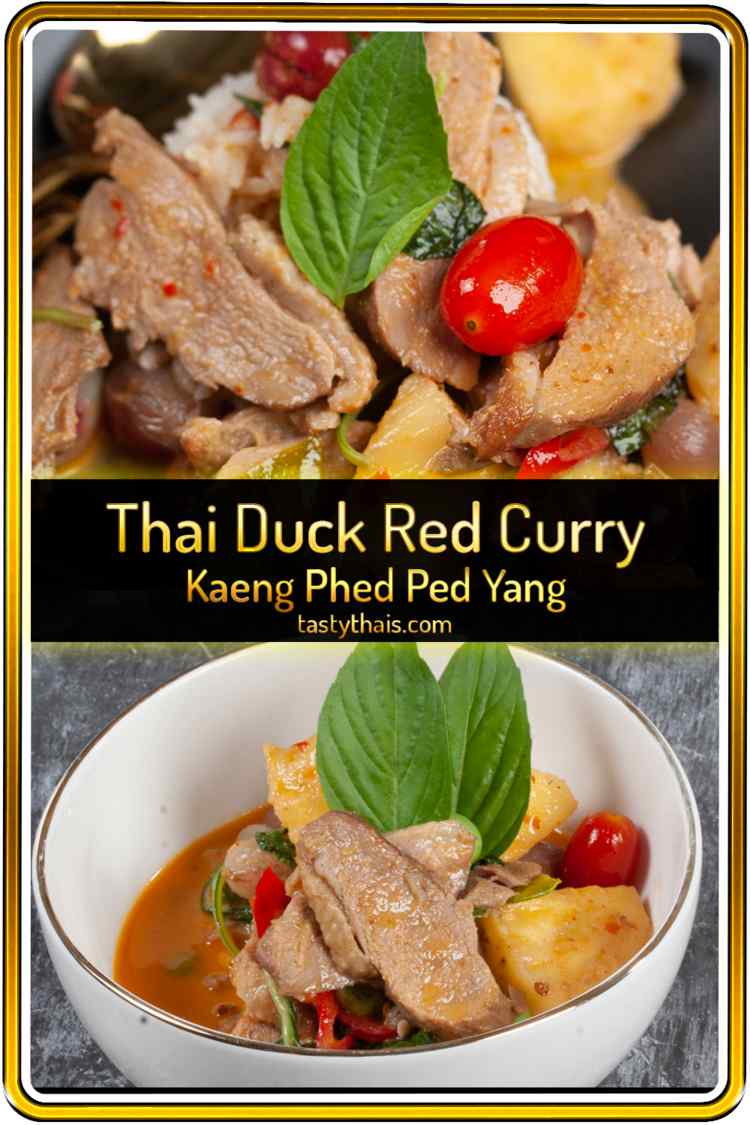 Authentic Thai Red Curry Recipe with Roast Duck - Kaeng Phed Ped Yang pin photo of Thai Red Duck Curry