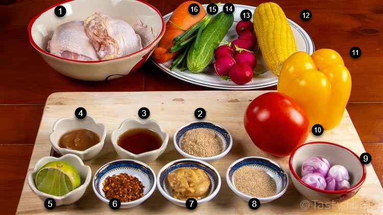 photo of ingredients for Thai sauce to eat with fried chicken