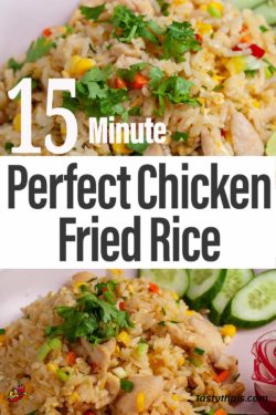 image depicting 15 minute recipe for chicken fried rice