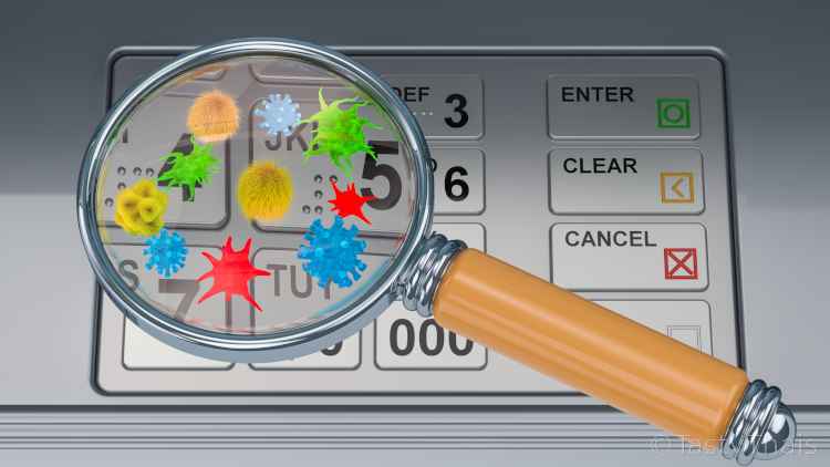 image indicating the germs that may be on an ATM Machine