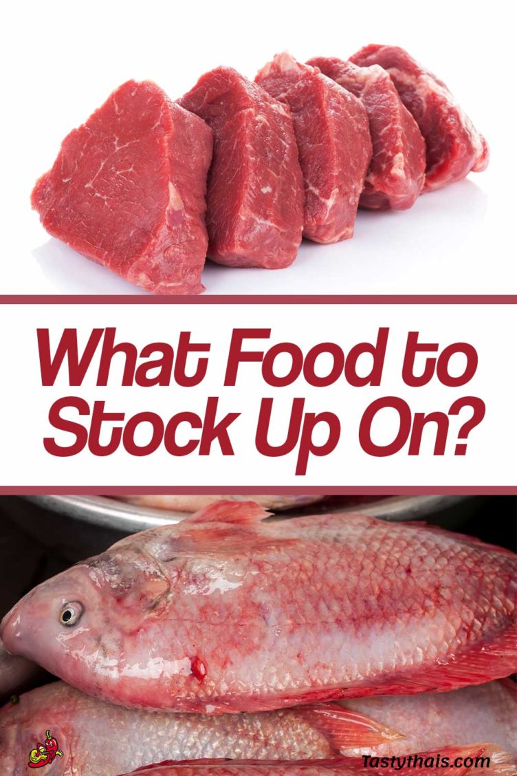 photo of meat and fish as a choice for stocking up while self-isolating during cornavirus