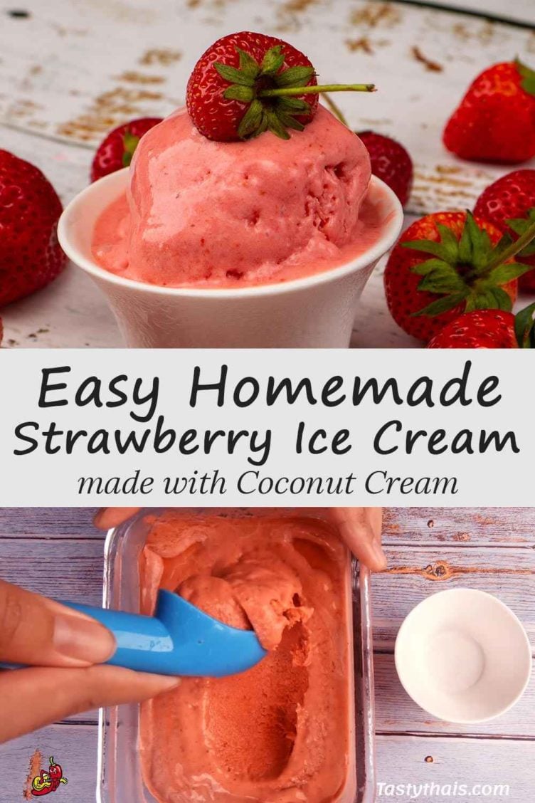 photo of delicious homemade strawberry ice cream