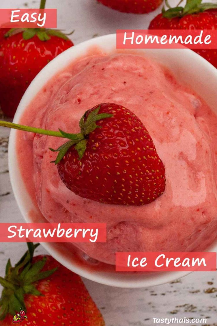 Photo for pin of indulgently fruity Strawberry Ice Cream