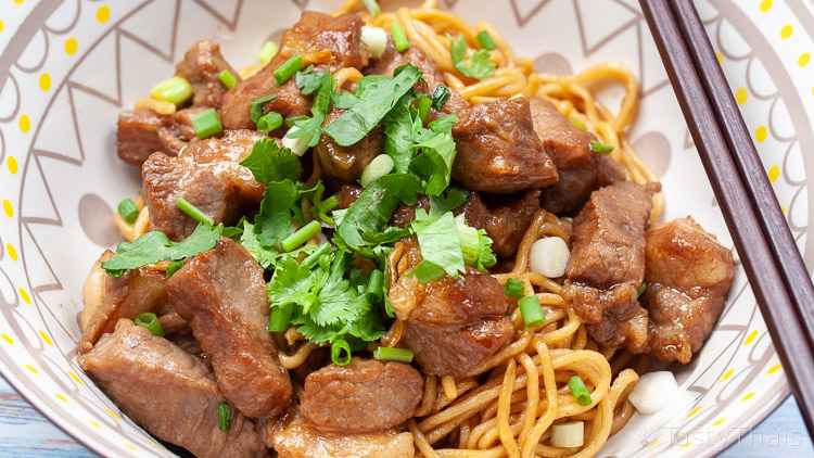 Awesomely Simple Pork Stir Fry Recipe with Egg Noodles photo of finished stir fried pork and egg noodles recipe