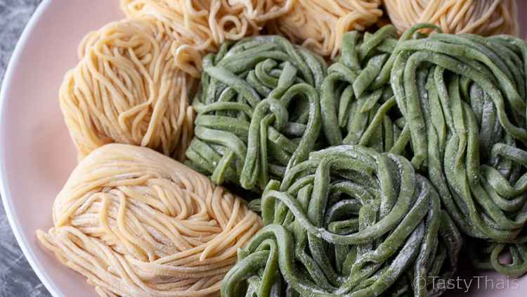 Awesomely Simple Pork Stir Fry Recipe with Egg Noodles photo of homemade egg noodles for Thai pork stir fry