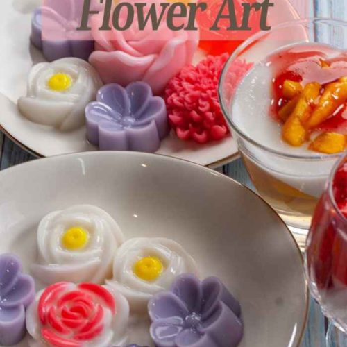 photo of jello flower art made with coconut jelly
