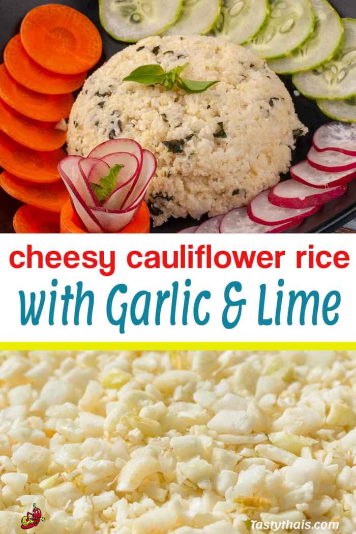 Cheesy Stir Fried Cauliflower Rice with Lemon Basil - Manual or with Processor This Cheesy Cauliflower Rice with Garlic & Lime dish is truly scrumptious