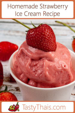 photo of homemade strawberry ice cream with coconut cream