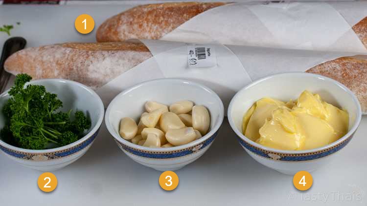 Garlic, bread, butter, parsley the four ingredients for air fryer garlic bread