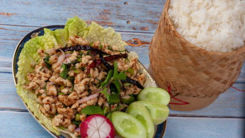 Delicious and low calorie Thai minced chicken salad