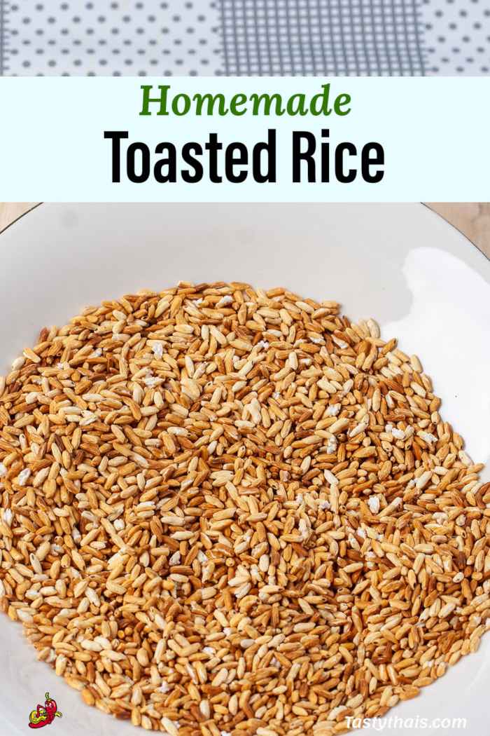 Homemade Toasted Rice Powder Recipe - Aromatic Toasted Rice Powder Toasted Rice ready for grinding into roasted rice powder