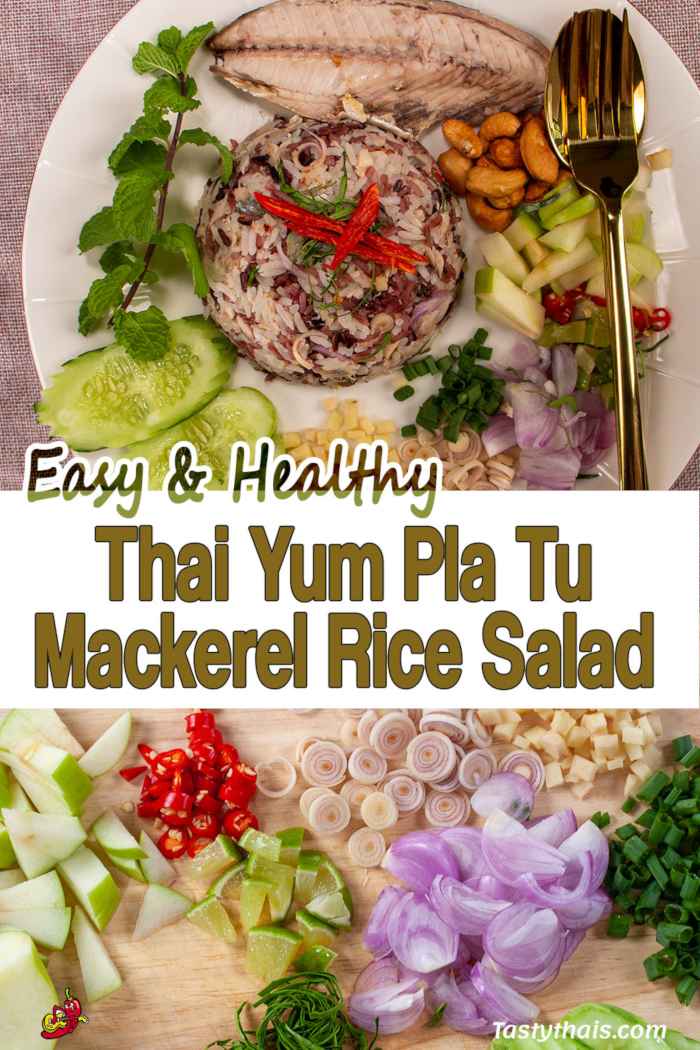Awesome Thai Rice Salad / Mackerel Salad - Khao Yum Pla Tu Thai Mackerel Rice Salad is Easy to Make and Healthy as well as tasty with many sides to select from
