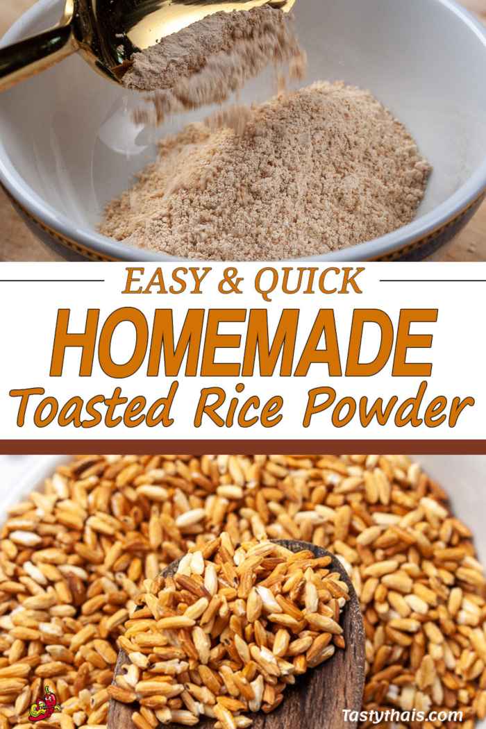 Beautiful toasted rice turned into tasty nutty roasted rice powder