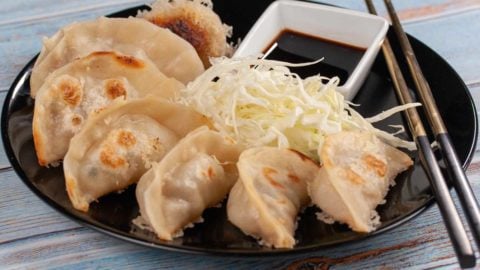 Making Gyoza wrappers, Pork Fillings & Frying Gyoza Dumplings Pan Fried and Steamed Gyoza Dumplings Recipe
