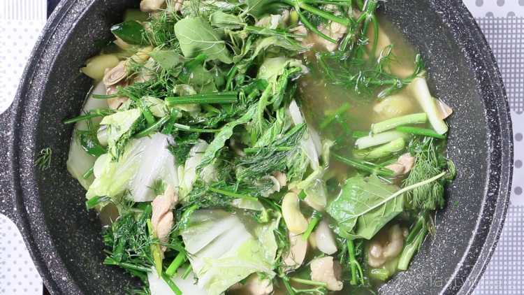 Kaeng Om or Thai Herb Soup on the Stove