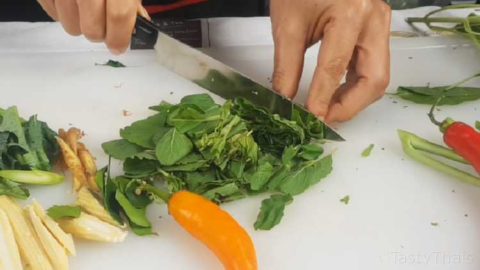 Preparing the vegetables