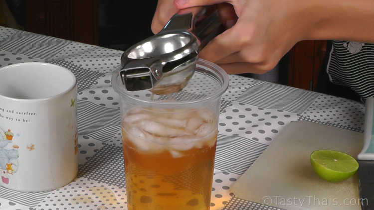 Add the Lime juice or lemon juice to make the Iced Tea