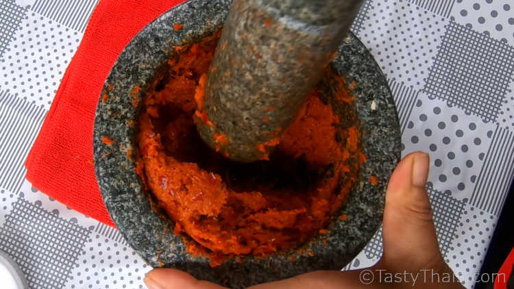 Thai Red Curry Paste made using the traditional method
