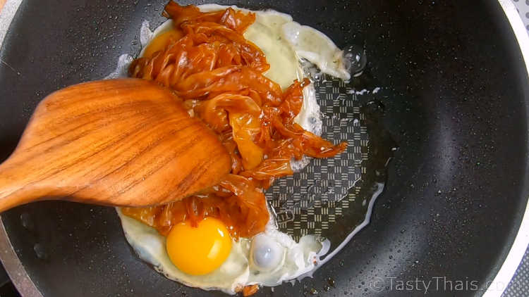 Authentic Pad See Ew Recipe - Thai Stir Fried Dark Soy Sauce Noodle Dish Cook the noodles and egg together