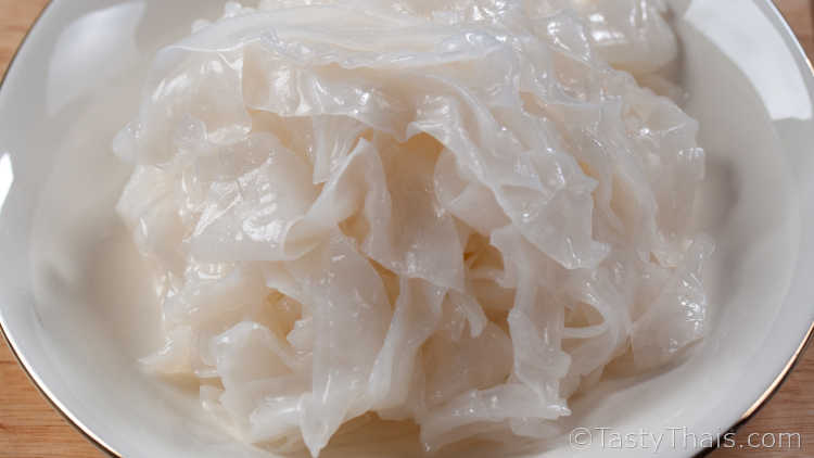 Thai wide rice noodles - the most common noodles for Pad See Ew