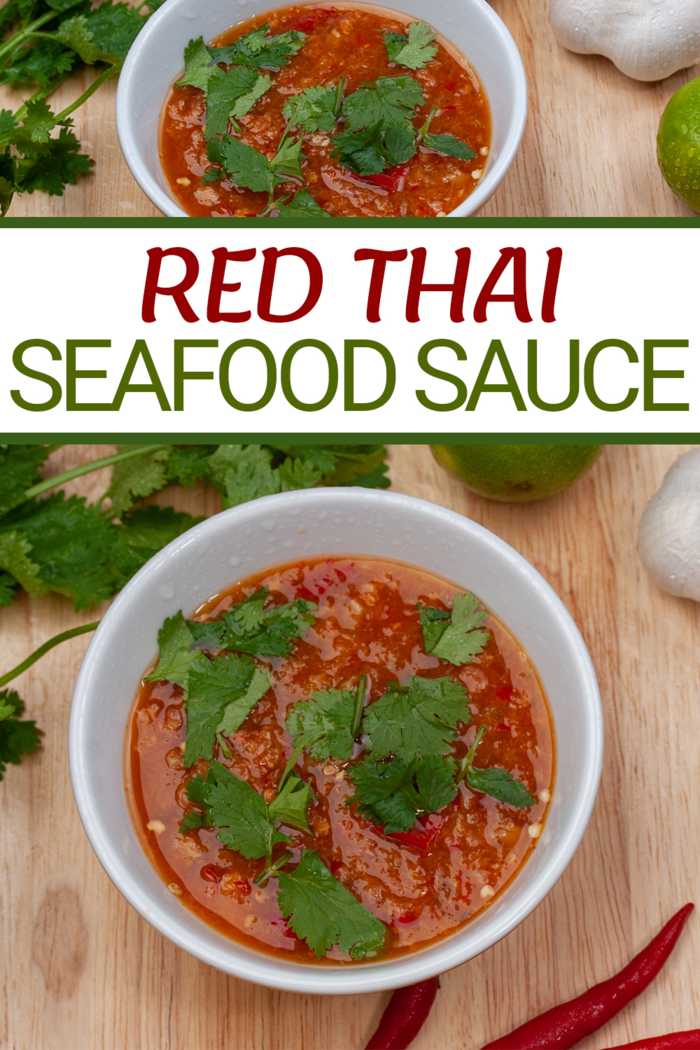 Photo of red Thai spicy seafood dipping sauce